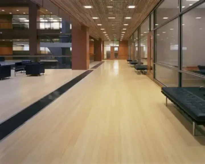 Commercial flooring installed in an open office space
