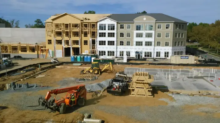Commercial building project site managed by Samuel Construction Group